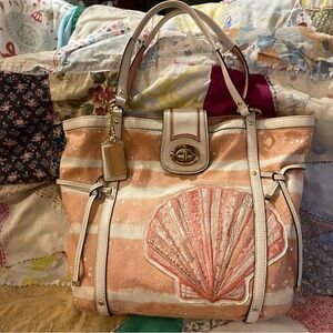 Coach Elegant Shell-Embroidered Tote Bag